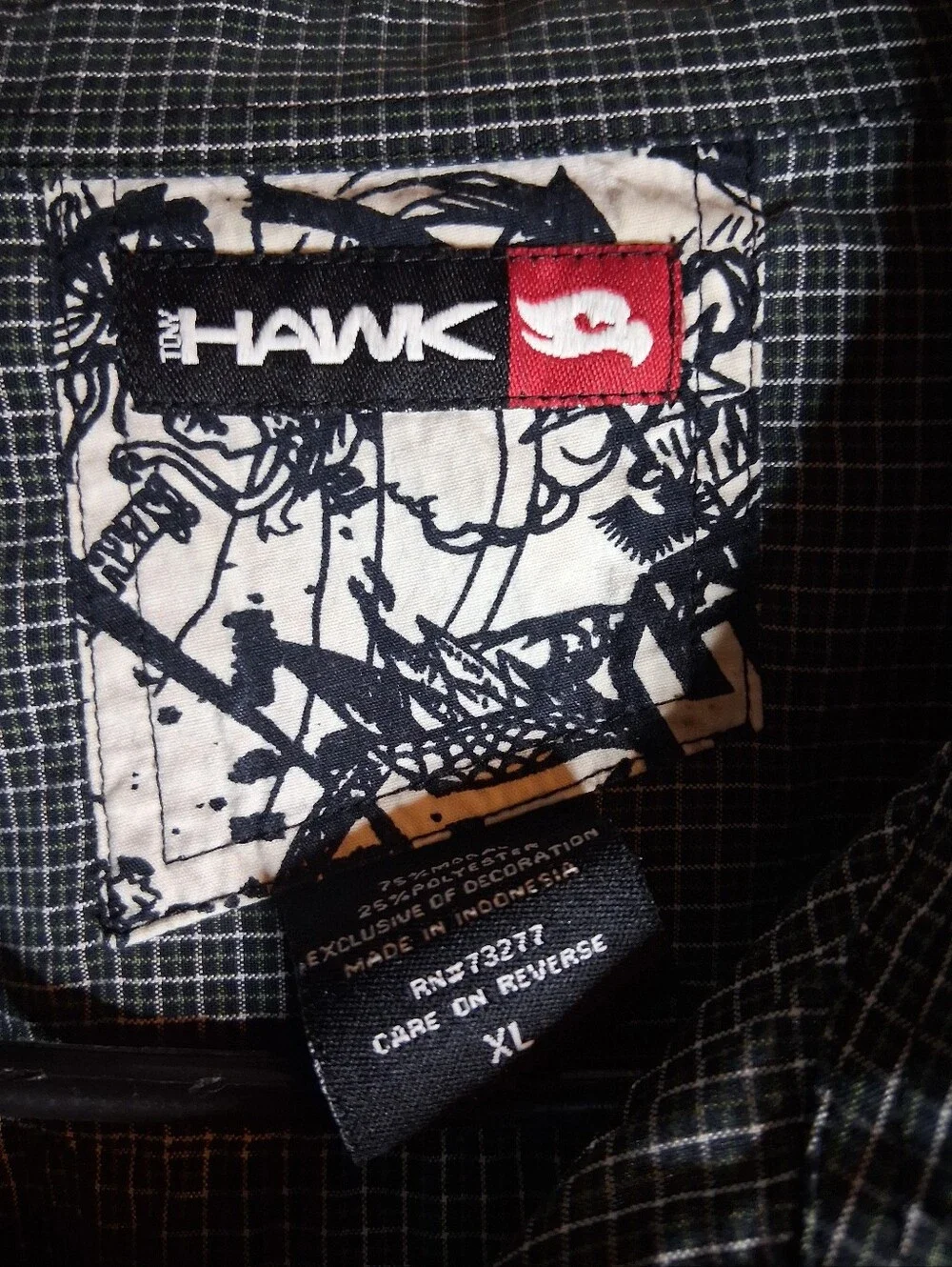 Tony Hawk Men's Short-Sleeve Button-Down Shirt in Gray Check